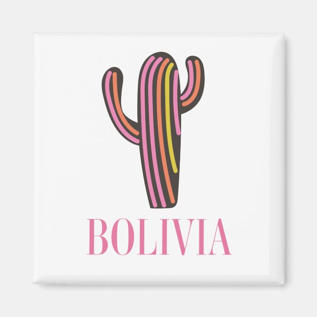 Aimant Bolivie cactus affiche voyage porte - clé carte po (Devant)
