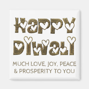 Aimant Bon Diwali Saluant Coeur mignon Typographie