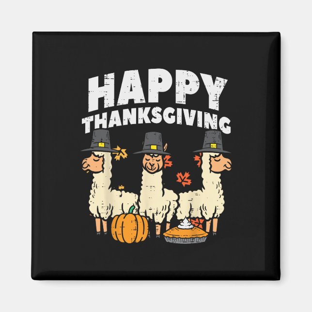 Aimant Bon thanksgiving 3 Llama Automne Automne Alpaca Ho (Devant)