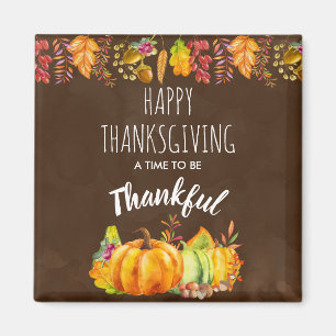 Aimant Bon thanksgiving Citrouilles et feuillage d'automn