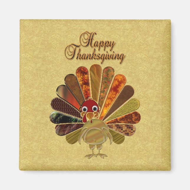 Aimant Bon thanksgiving coloré Turquie (Devant)