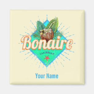 Aimant Bonaire Caraïbes vacances rétro île vintage