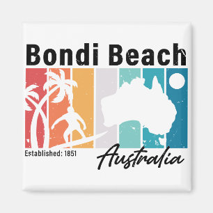 Aimant Bondi beach Australie Vintage Retro Souvenirs 80s