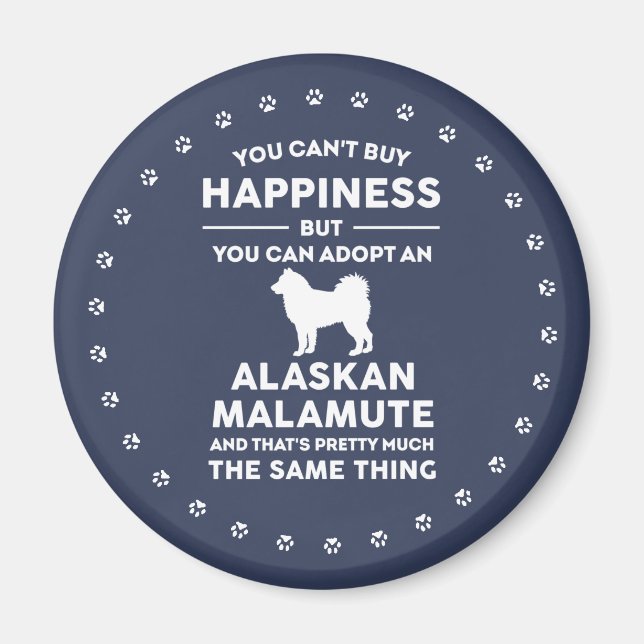 Aimant Bonheur de l'adoption du malamute en Alaska (Devant)