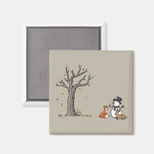 Aimant Bonhomme de neige de Noël Renard et Cerf Animal de