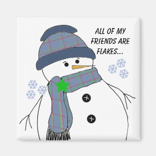 Aimant Bonhomme de neige dodu avec une phrase amusante