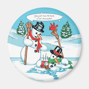 Aimant Bonhomme de neige drôle avec la bande dessinée d