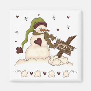 Aimant Bonhomme de neige et boules de neige
