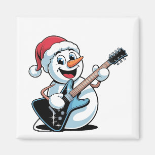 Aimant Bonhomme de neige jouant de la guitare électrique