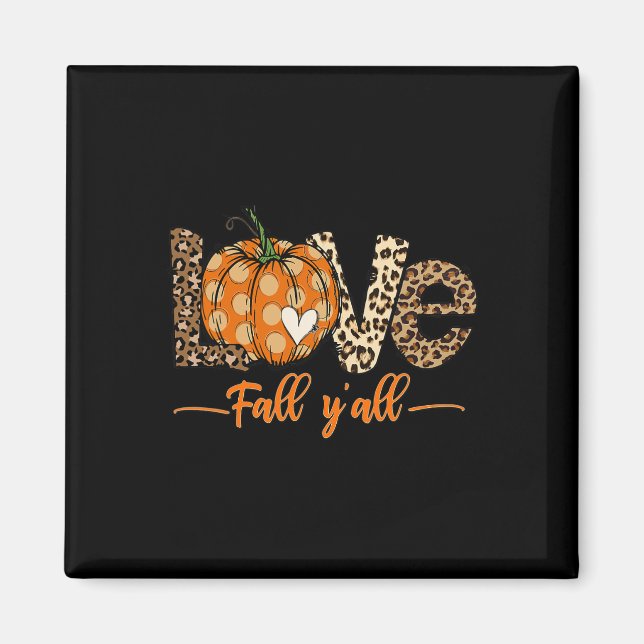 Aimant Bonjour Automne Amour Citrouille Automne Y'All Leo (Devant)