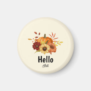 Aimant Bonjour Automne Citrouille et tournesol Rustique A