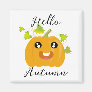 Aimant Bonjour Automne - Citrouille Halloween Mignonne