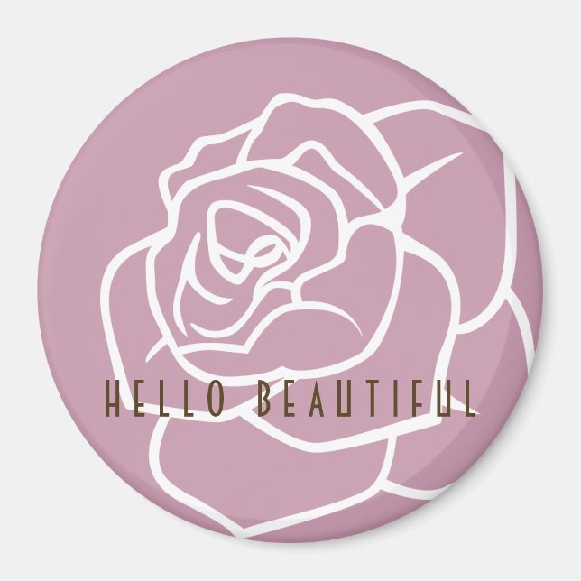 Aimant Bonjour Belle - Moderne Chic Rose Rose Rose Floral (Devant)