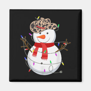 Aimant Bonjour Bonhomme de Neige Chapeau de Cowboy Drôle