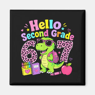 Aimant Bonjour deuxième année 67 T-Rex Léopard rose Premi