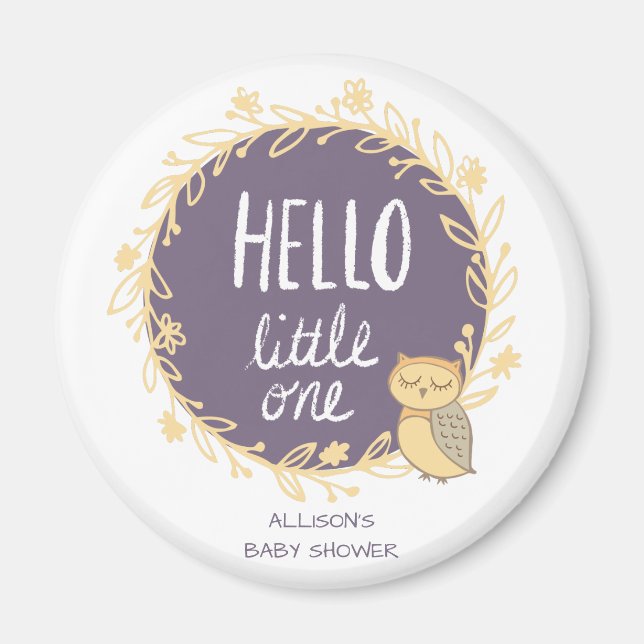 Aimant Bonjour Little One Owl Baby shower Favor (Devant)