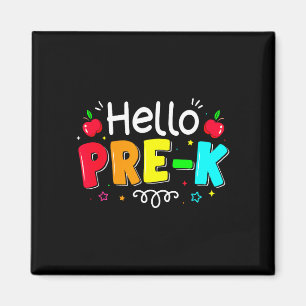 Aimant Bonjour professeur de maternelle garçon fille reto