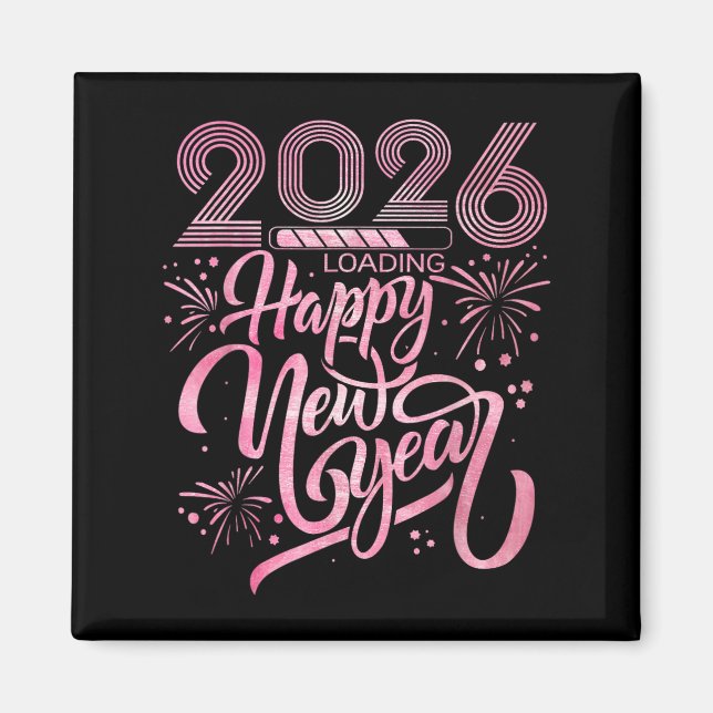 Aimant Bonne année 2026 Chargement des feux d'artifice (Devant)