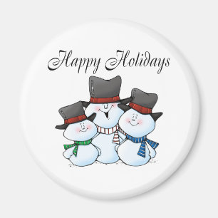 Aimant Bonnes fêtes famille de bonhomme de neige