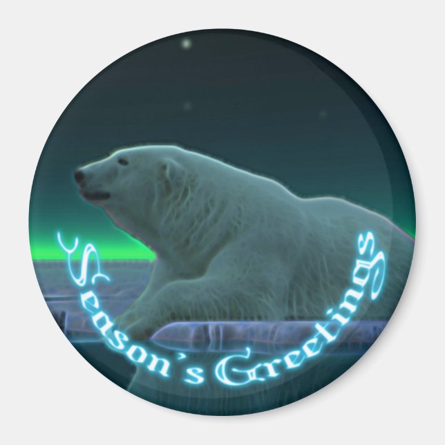 Aimant Bonnes Fêtes - Ours polaire en bordure de glace (Devant)