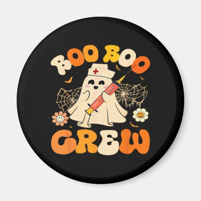 Aimant Boo Boo Crew Funny Ghost For Nurse, Retro Hallowee (Devant)