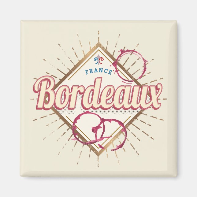 Aimant Bordeaux Nouvelle-Aquitaine France Vin Rétro (Devant)