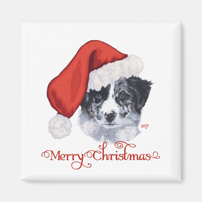Aimant Border Collie Noël (Devant)