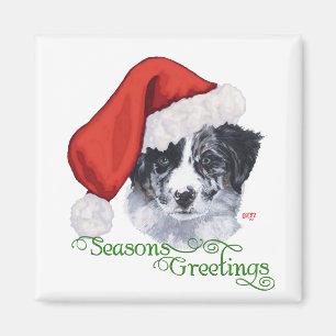 Aimant Border Collie Noël