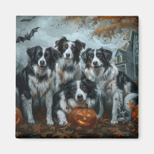 Aimant Bordure Collie Halloween nuit Chien ravir