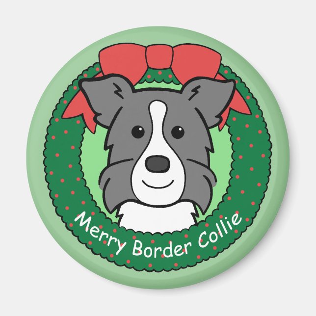 Aimant Bordure Collie Noël (Devant)