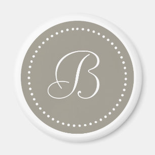Aimant Bordure en aluminium rond monogramme/point blanc