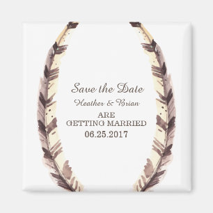 Aimant Bordure en plumes Enregistrer l'aimant de date