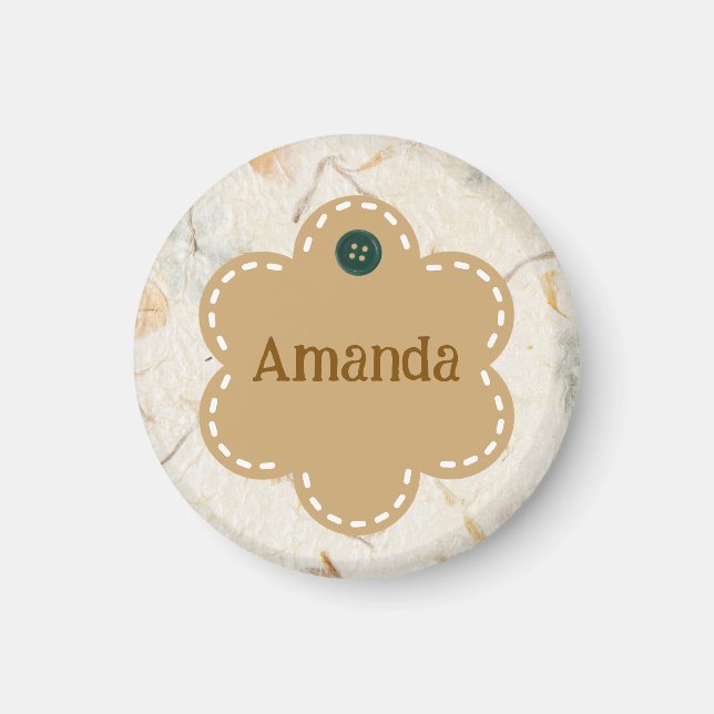 Aimant Bordure marron terreux sur mesure en forme florale (Devant)