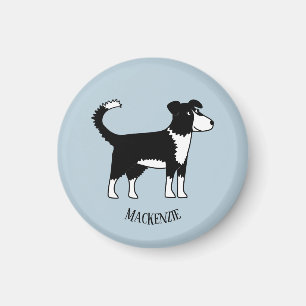 Aimant Bordure mignonne galloise Collie Sheepdog Nom pers