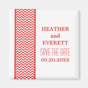 Aimant Bordure rouge Chevron Enregistrer l'aimant de date