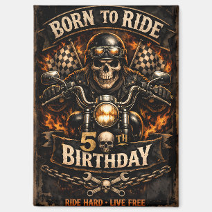 Aimant Born to Ride 50th Birthday Biker Skull Card