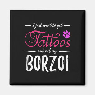 Aimant Borzoi Amoureux des chiens Tattoo drôle Chien mama