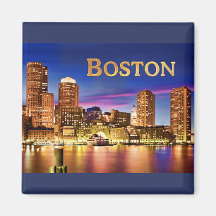 Aimant Boston Harbour at Night text BOSTON