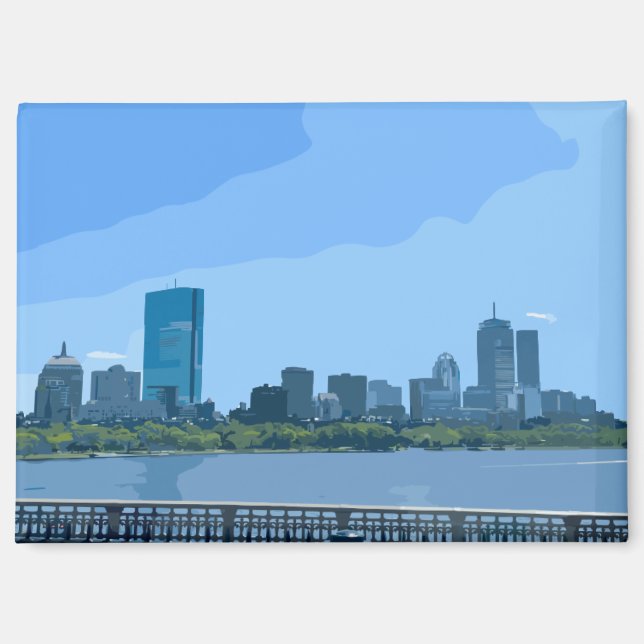 Aimant Boston Skyline Charles River Peinture (Recto)