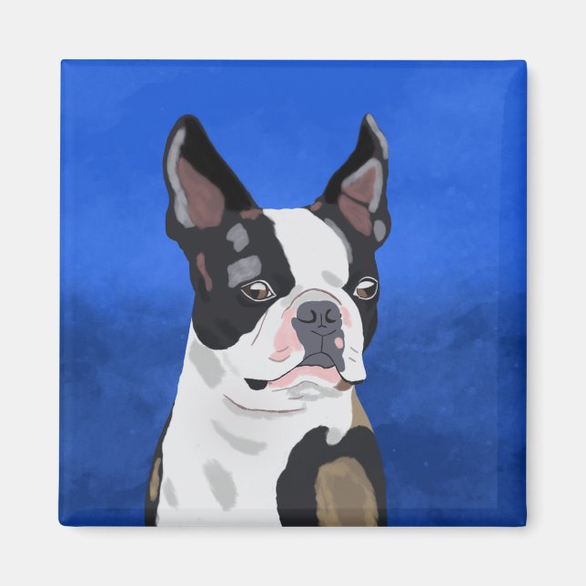 Aimant Boston Terrier Peinture à l'huile de chien Portrai (Devant)
