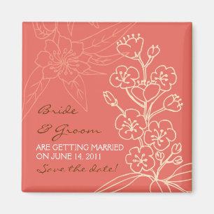 Aimant Botanica (Coral) Mariage Enregistrer la date