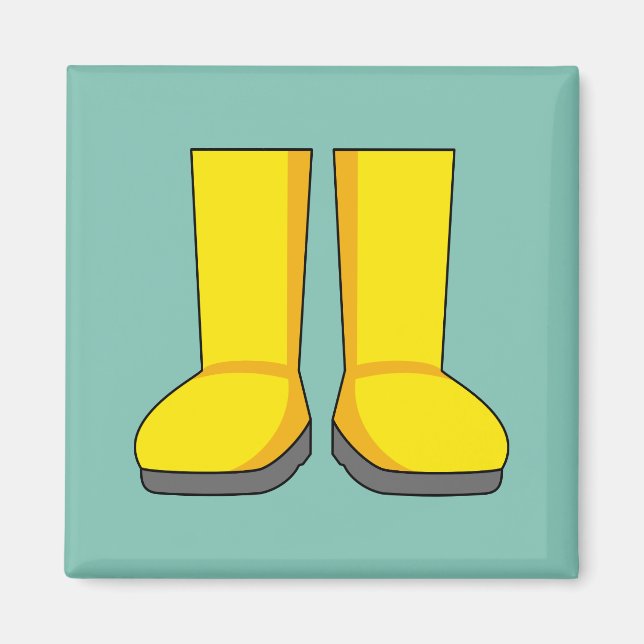 Aimant Botte de pluie en caoutchouc jaune (Devant)