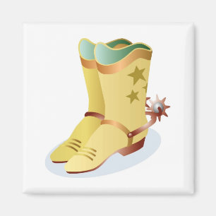 Aimant Bottes blanches de cowboy avec éperons