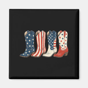 Aimant Bottes de cowboy patriotiques du 4 juillet Western