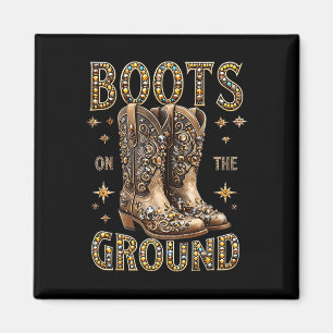 Aimant Bottes Sur Le Terrain Black Cowgirl Western Où Le