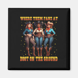 Aimant Bottes Sur Le Terrain Black Cowgirl Western Où Le