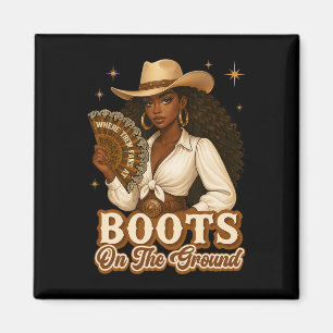 Aimant Bottes Sur Le Terrain Junetten Cowgirl Où Ils