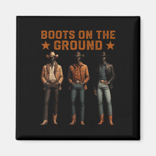 Aimant Bottes sur le terrain Rodeo Western Cowboys Noirs