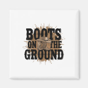 Aimant Bottes Sur Le Terrain Western Cowboy Rodeo Country