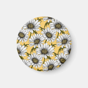 Aimant Bouches blanches, fleurs sauvages sur jaune